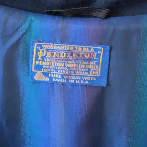 Vintage Pendleton Men’s Bomber Jacket Size M Navy Blue Pure Virgin Wool 💙💙💙 - Picture 4 of 14